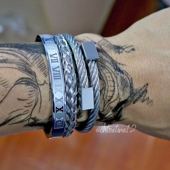 NEW 3 Piece Royal Roman Bracelet Bangle Cuff Set - Picture 2 of 16